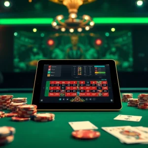 XIN88 com showcases a luxurious poker table with vibrant chips and an online interface, embodying thrilling gambling action.