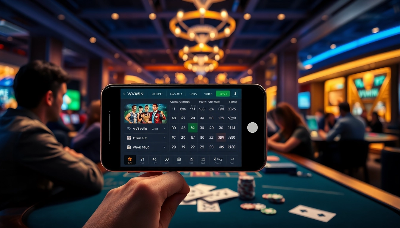 Exciting gaming experience at vvvwin88.live with vibrant casino ambiance and digital betting interface.