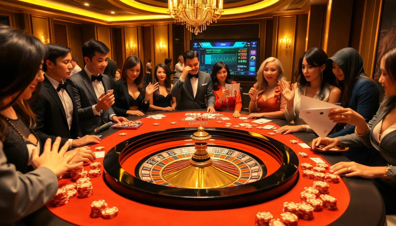 Excited players enjoying a luxurious gambling experience at the rik vip casino table.
