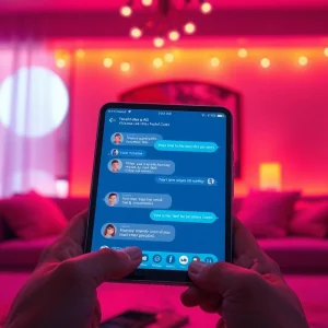 Dynamic character AI NSFW interaction displayed on a device, highlighting intimate engagement in a cozy setting.