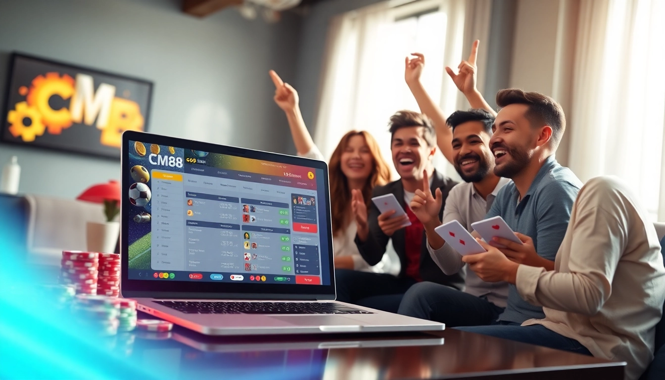 Exciting online gaming scene showcasing CM88 platform with diverse players and vibrant atmosphere.