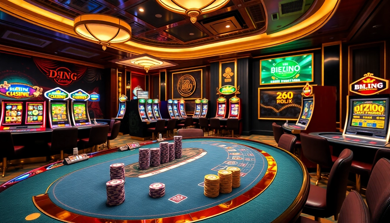 Players enjoying thrilling BJ88 casino games at a luxurious virtual gaming table with vibrant colors.