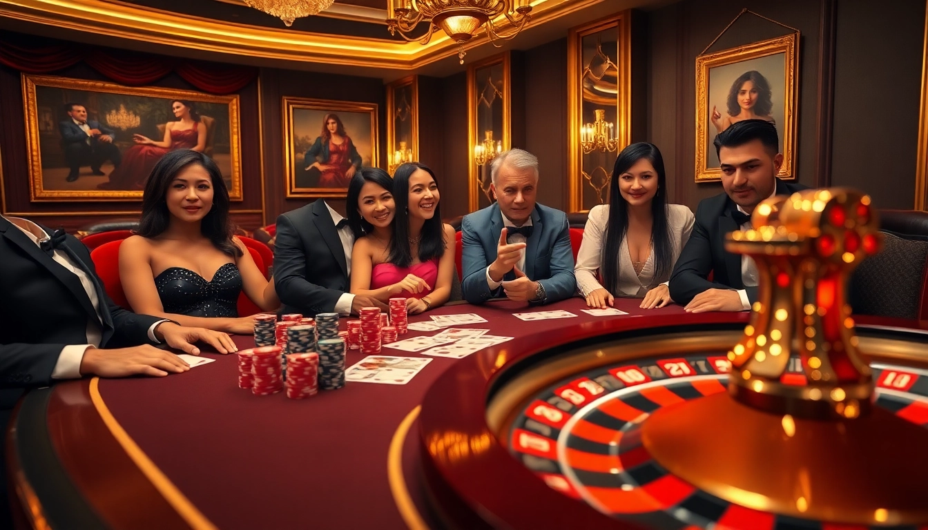 RIKBET players engaged in an elaborate poker game at a luxurious casino table.