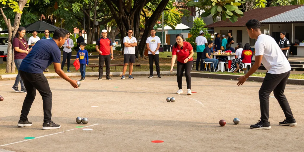 Petanque players engaging in a competitive game at fopikotatomohon.org community event.