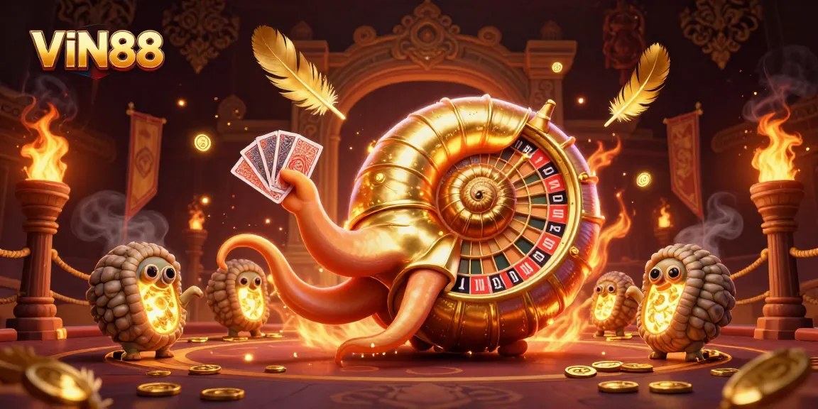 Engage in thrilling casino action with VIN88’s dazzling nautilus roulette wheel and glowing companions.