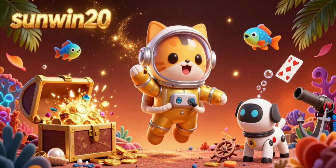 Engage with the exciting universe of sunwin20's gambling games, featuring vibrant cosmic cat and companion.